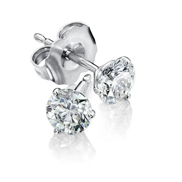 14K White Gold 1/2 Carat 3 Prong Stud Earrings