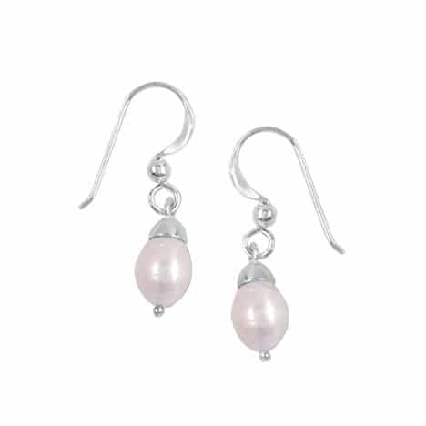 Sterling Silver Dangle Earrings with Pink Pearl by Boma