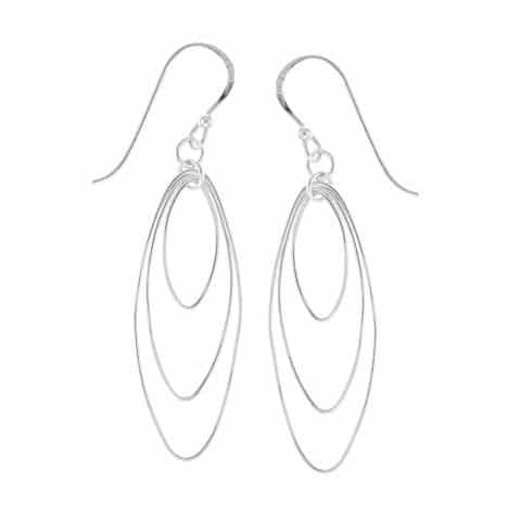 Sterling Silver Oval Loop Dangle Earrings by Boma