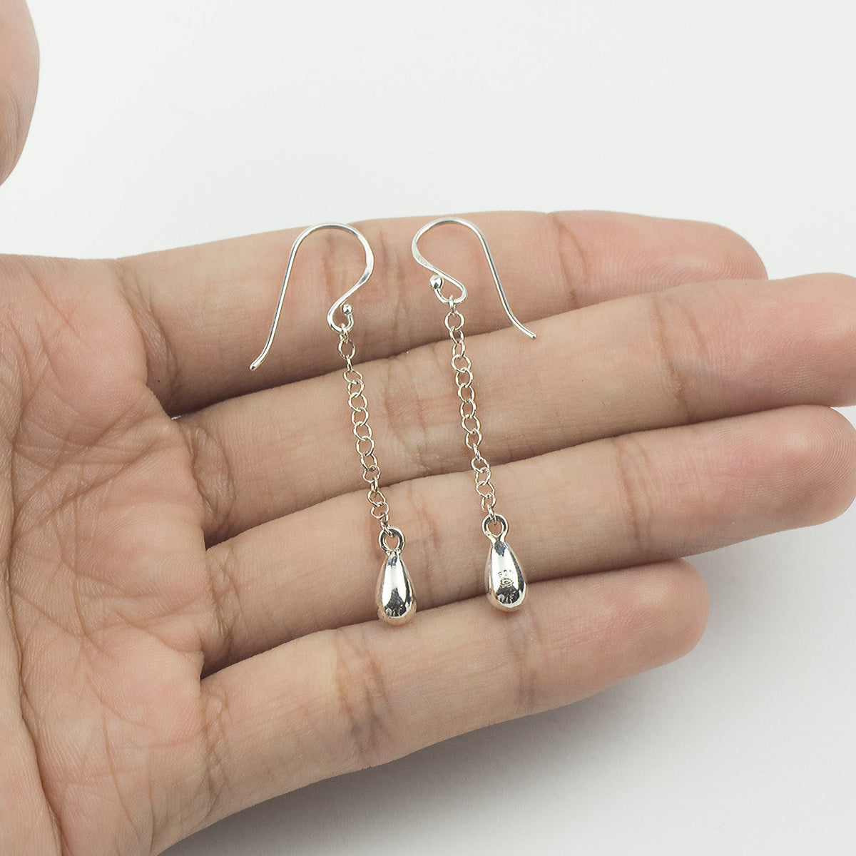 Sterling Silver Hanging Teardrop Dangle Earrings