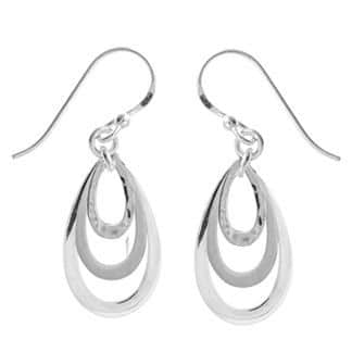 Sterling Silver Three Teardrop Dangle Earrings by Boma