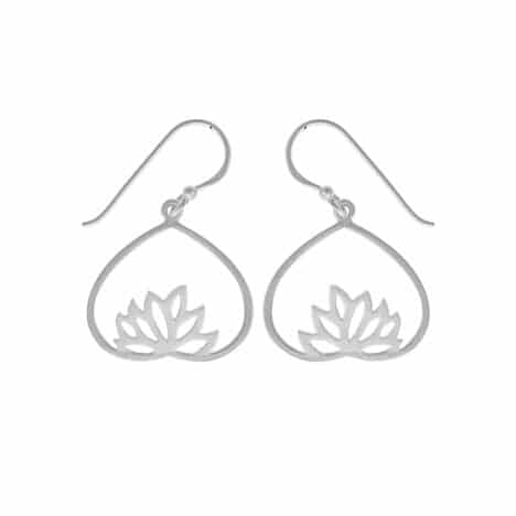 Sterling Silver Lotus Dangle Earrings with Matte with HIGH Finish by Boma