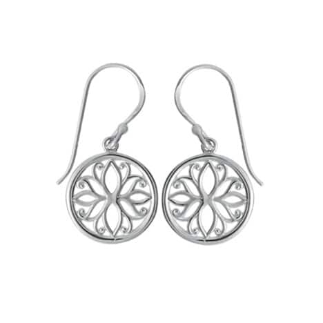 Sterling Silver Flower Cutout Dangle Earrings by Boma