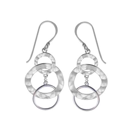 Sterling Silver Dangle Earring with Hammered with Matte Finish by Boma