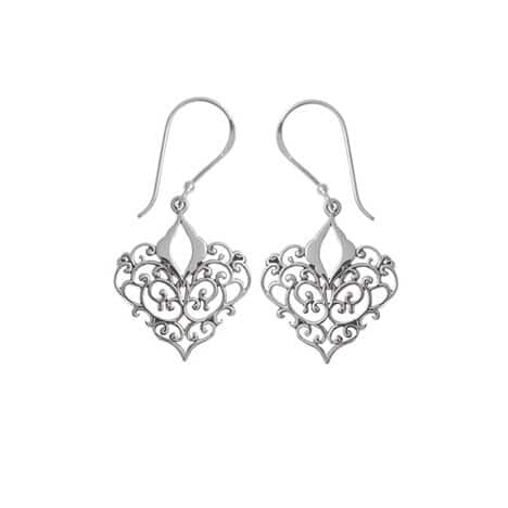 Sterling Silver Dangle Filigree Oxidized Earring by Boma