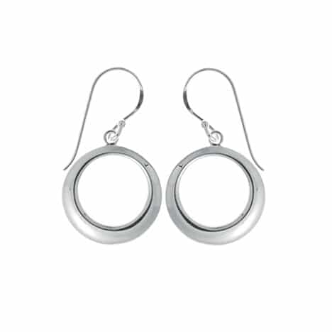 Sterling Silver Brushed Circle Dangle Earrings by Boma