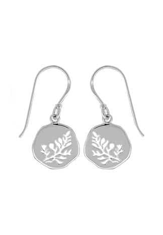 Sterling Silver Cut Out Leaf Dangle Earrings by Boma