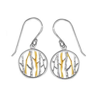 Sterling Silver with Vermeil Tree Trunk Dangle Earrings by Boma