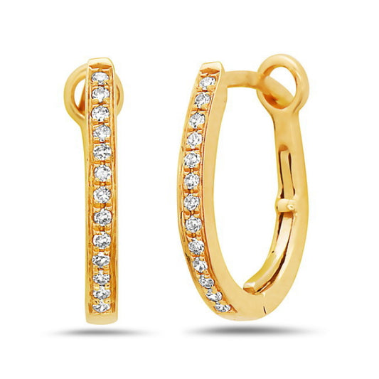14 Karat Yellow Gold Diamond Hoop Earrings