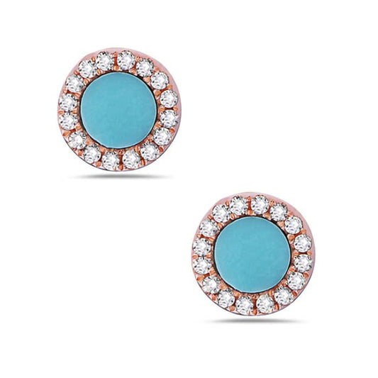 14K Yellow Gold Turquoise Earrings with Diamonds by Bassali