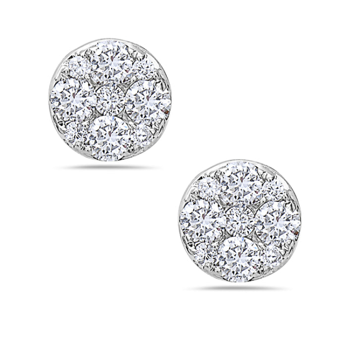 14K White Gold Bezel Set Pave Diamond Earrings by Bassali