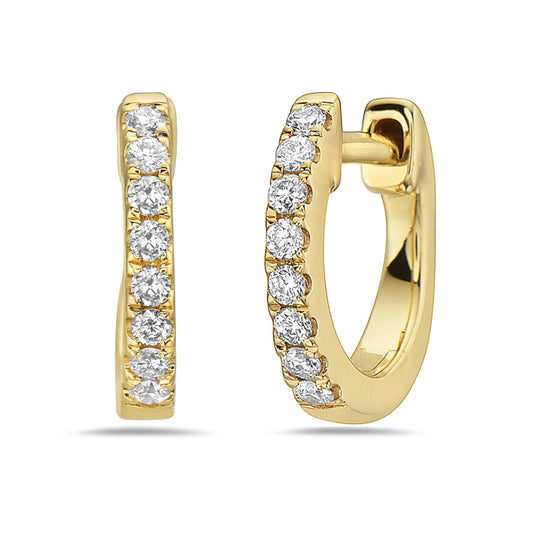14 Karat Yellow Gold Diamond Hoop Earrings