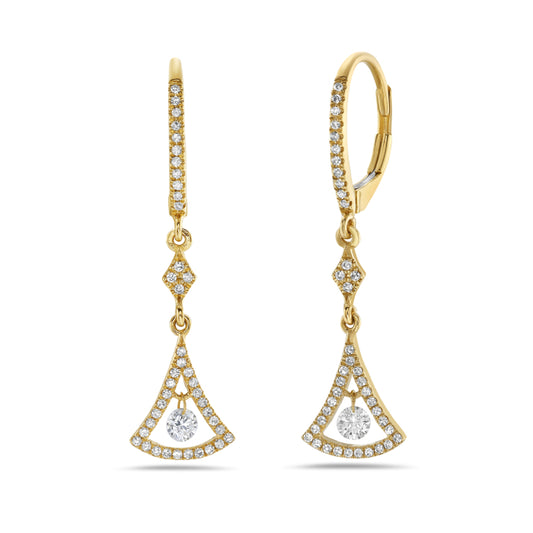 14K Yellow Gold 84 Diamond Dangle Earrings