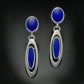 Sterling Silver Lapis Lazuli Dangle Earrings by aCleoni