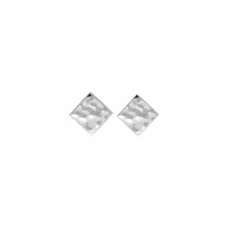 Sterling Silver  Square Post Earring with Hammered Finish by Boma