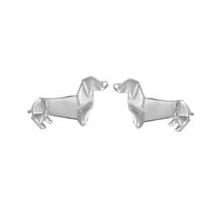 Sterling Silver Origami Dog Stud Earrings by Boma