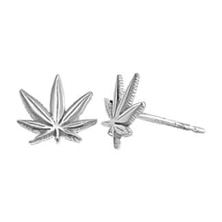 Sterling Silver Marijuana Leaf Stud Earrings by Boma