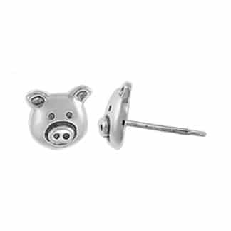 Sterling Silver Pig Stud Earrings by Boma