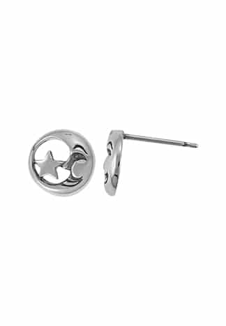 Sterling Silver Moon and Star Stud Earrings by Boma