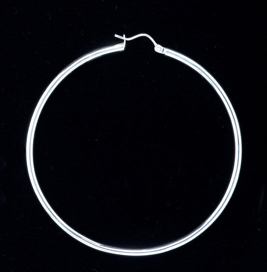 Sterling Silver 2.5mm Tube Hoop 60mm Snap Down Closure Hoop Earrings by Zeppo