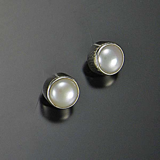 Sterling Silver Freshwater Pearl Stud Earrings by aCleoni