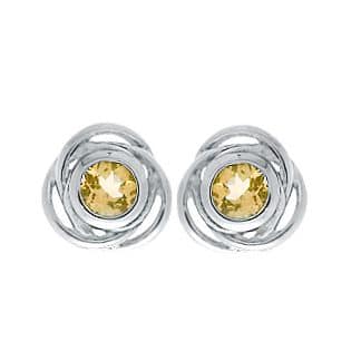 Sterling Silver Citrine Circle Stud Earrings by Boma