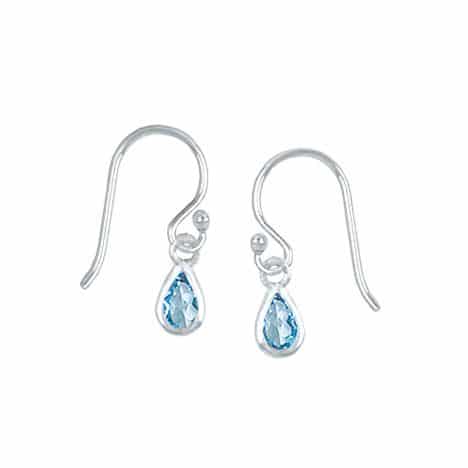 Sterling Silver Teardrop Dangle Earrings with Blue Topaz by Boma