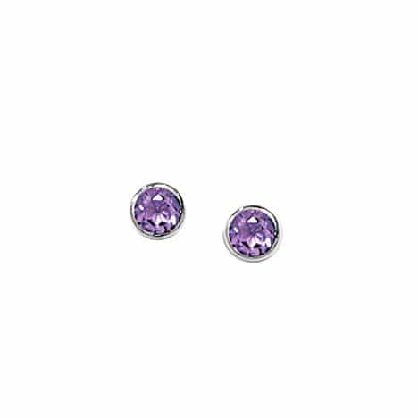 Sterling Silver Small Bezel Set Amethyst Stud Earrings by Boma