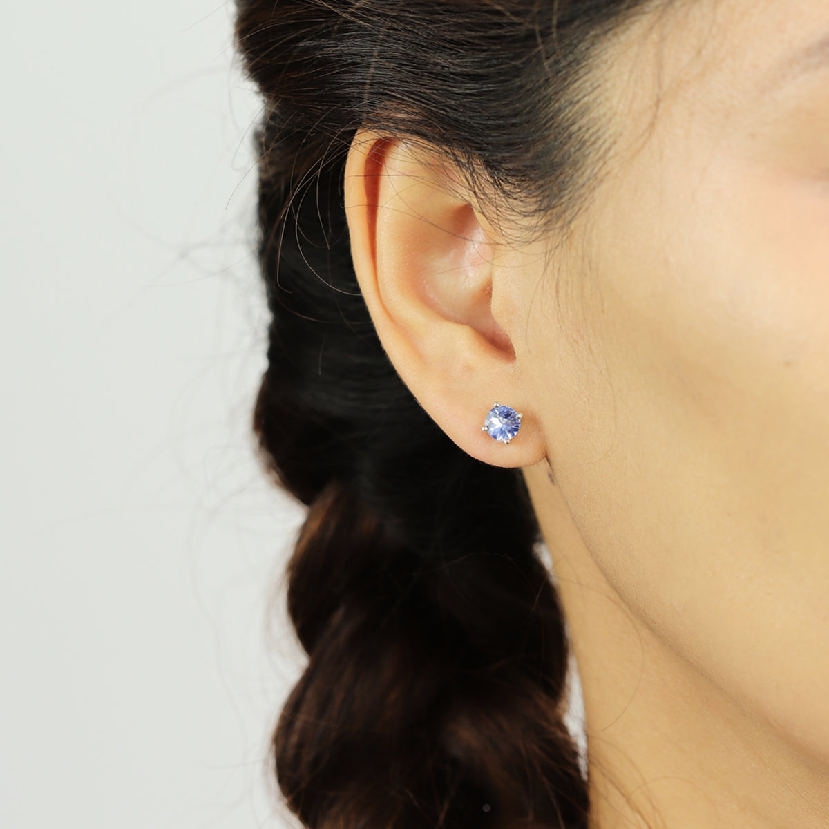 Sterling Silver Round Amethyst Stud Earrings