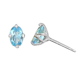 Sterling Silver Blue Topaz Oval Post Earrings by Boma