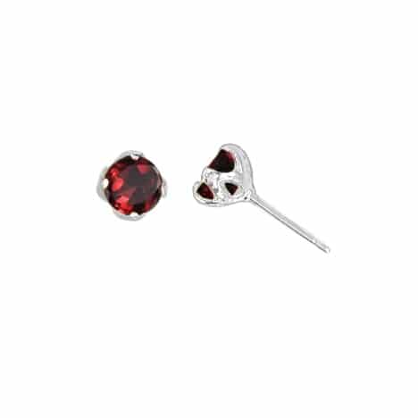 Sterling Silver Post Earrings with Garnet by Boma