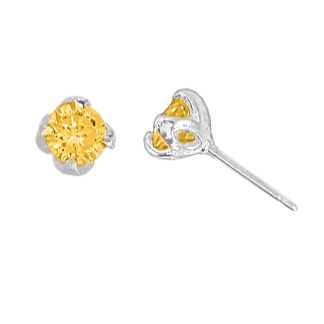 Sterling Silver Citrine Post Earrings by Boma