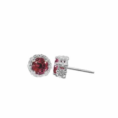 Sterling Silver Lacey Garnet Stud Earrings by Boma