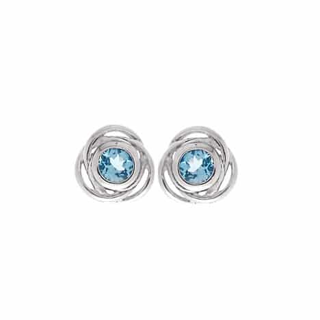 Sterling Silver Stud Earrings with Blue Topaz by Boma