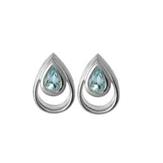 Sterling Silver Pear Shaped Blue Topaz Earrings by Boma