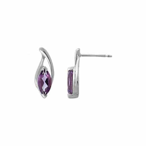 Sterling Silver Amethyst Marquee Post Earrings by Boma