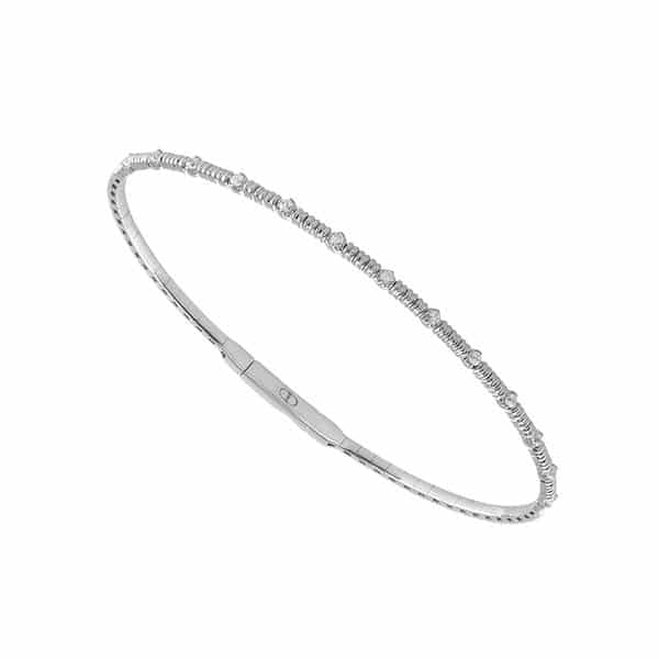 14K White Gold Diamond Bangle by IDD