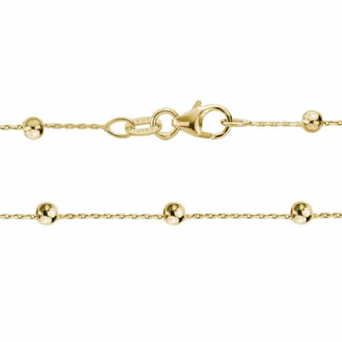 14K Yellow Gold Beaded Cable Chain 18 inches by The Little Jewel