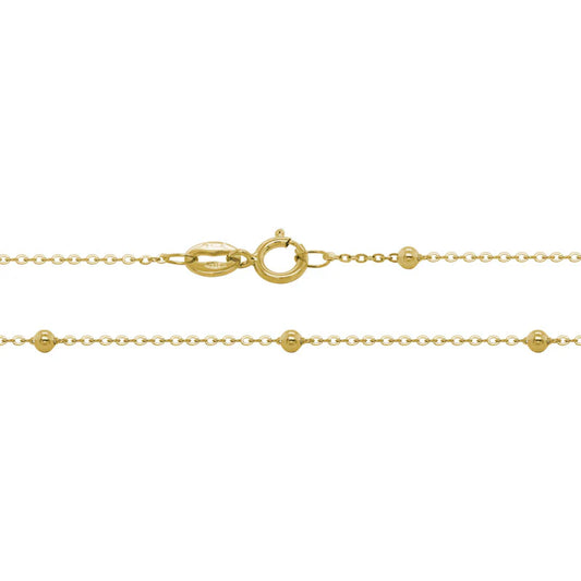 14K Yellow Gold Bead Station Cable Chain