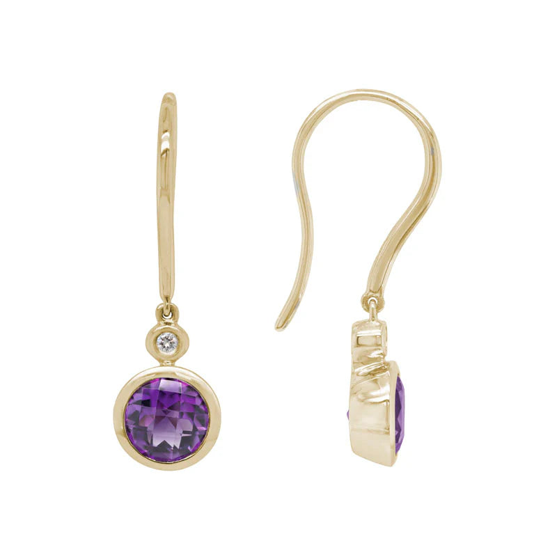 14K Yellow Gold Amethyst newest Earrings