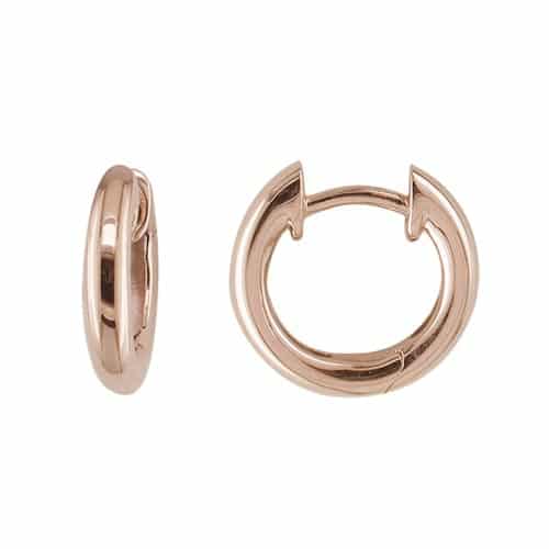 14K Rose Gold Rounded Hinged Hoop Earrings by The Little Jewel