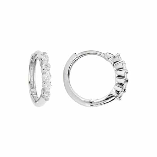 14K White Gold Hinged Earrings 1.5x11mm with Diamonds by The Little Jewel