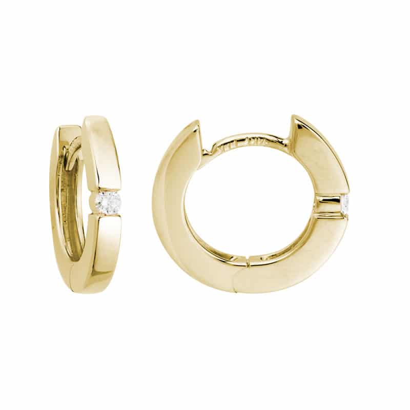 14K Yellow Gold Hinged Earrings with Diamonds by The Little Jewel