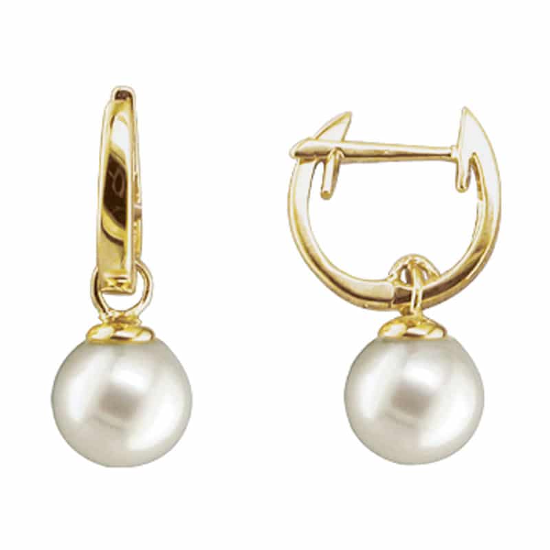 14K Yellow Gold Hinged Dangling Freshwater Pearl Earrings by The Little Jewel