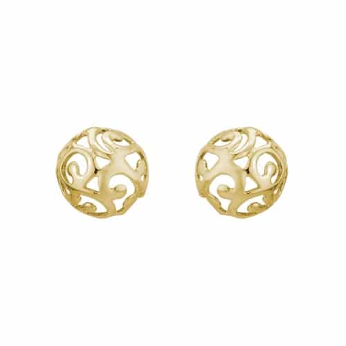 14K Yellow Gold Filigree Stud Earring by The Little Jewel