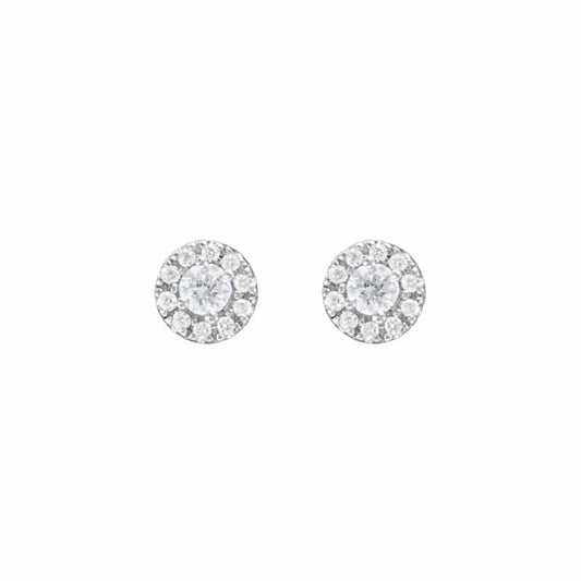 14K White Gold Stud Earrings with Diamonds by The Little Jewel