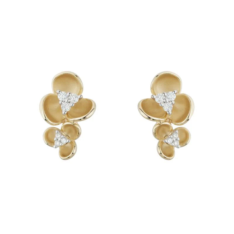 14K Yellow Gold Flower Cluster Earrings