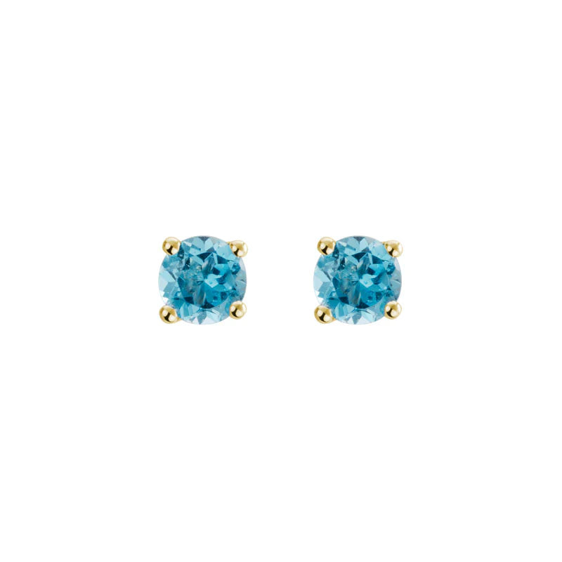 14K Yellow Gold Blue Topaz Studs