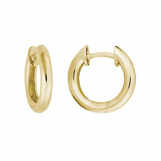 14K Yellow Gold 2.3x13.5mm Rounded Hinged Hoop Earrings by The Little Jewel