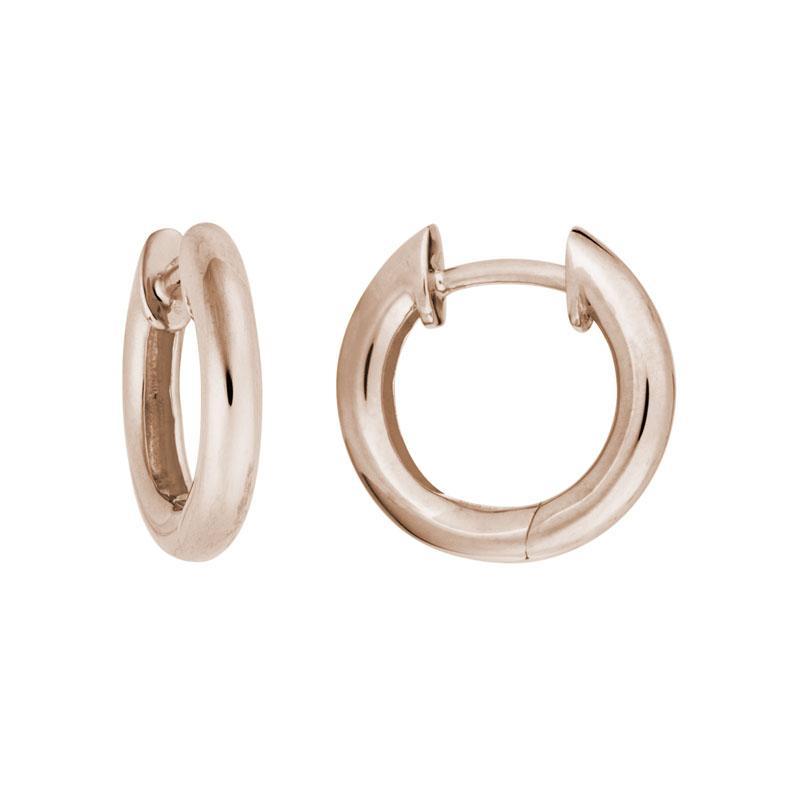 14K Rose Gold Rounded Edge Hinged Hoop Earrings by The Little Jewel